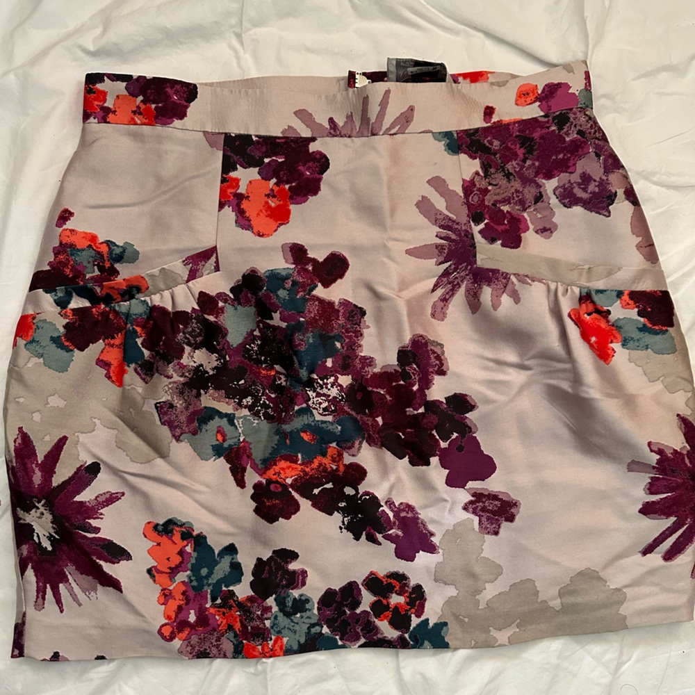 Tibi Floral Skirt in Purple and Red